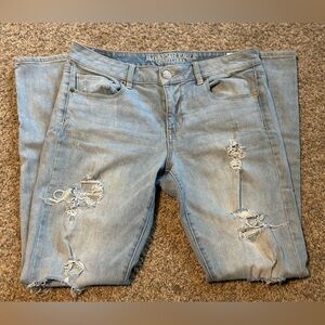 American Eagle Outfitters Light Blue Distressed Boyfriend Jeans
